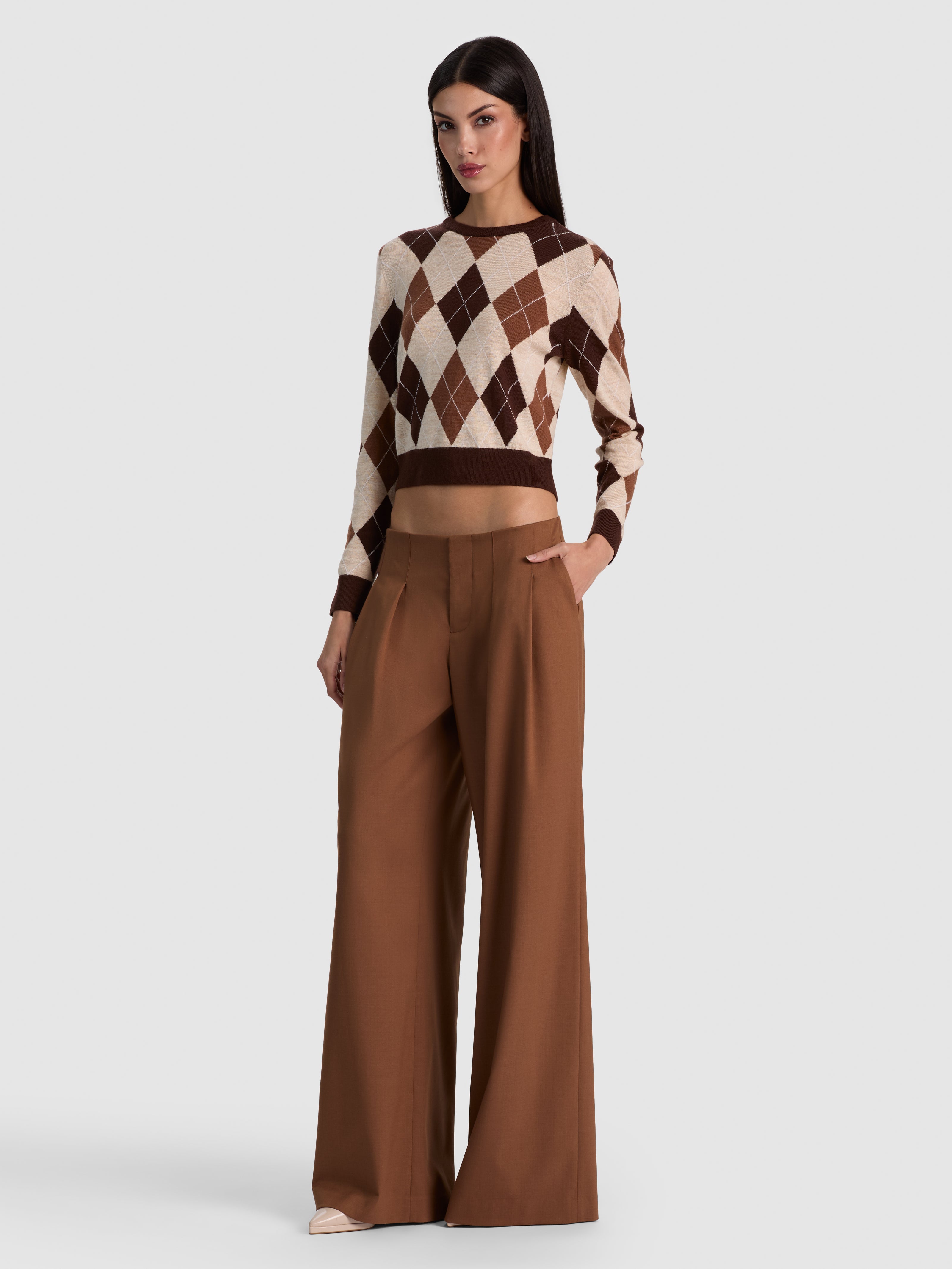 CAROLANN WOOL COLLARED CARDIGAN-CAMEL/MULTI-ALICE + OLIVIA