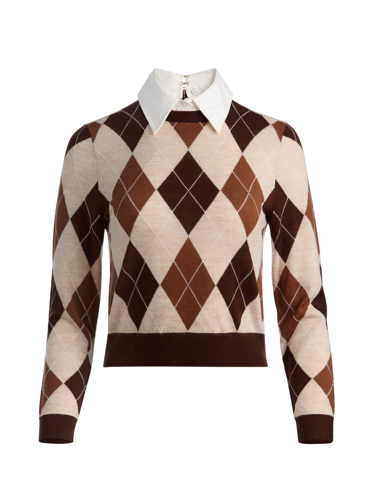 CAROLANN WOOL COLLARED CARDIGAN - CAMEL/MULTI