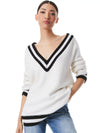 MAGLIONE CLEMENT A V CON RIGHE STILE VARSITY-ALICE + OLIVIA