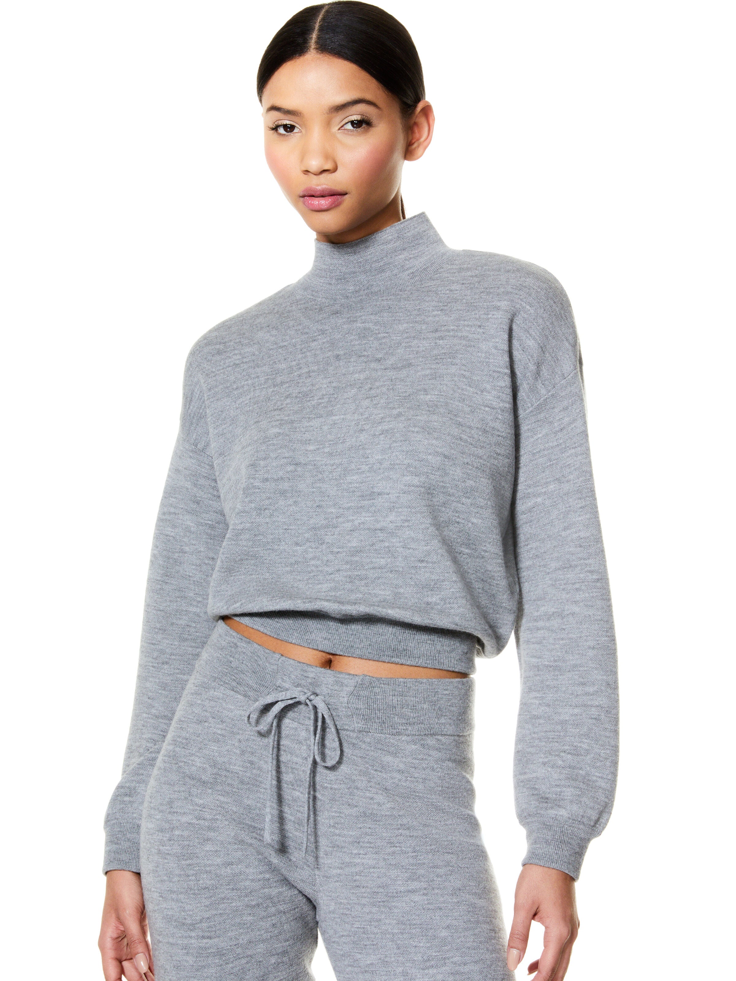 MATTIE BLOUSON SLEEVE PULLOVER-MED HEATHER GREY-ALICE + OLIVIA