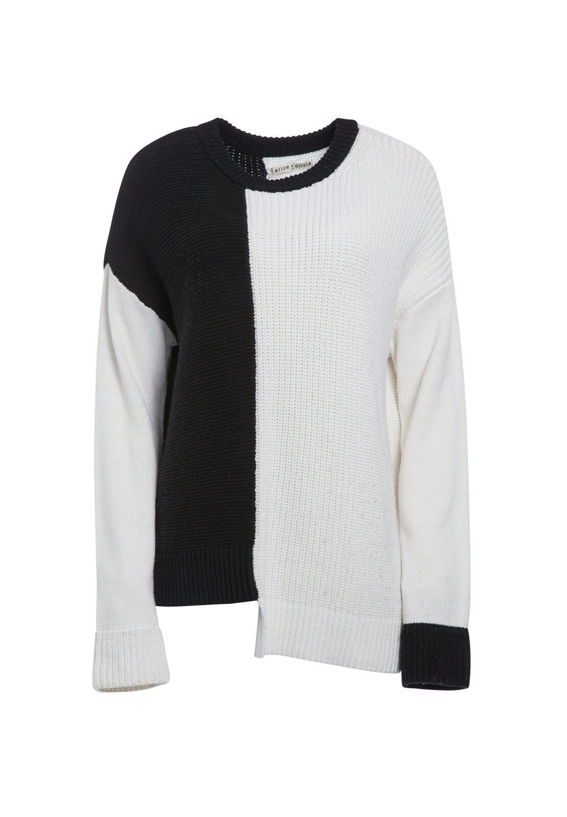 SPARROW CREWNECK PULLOVER-BLACK/SOFT WHITE-ALICE + OLIVIA