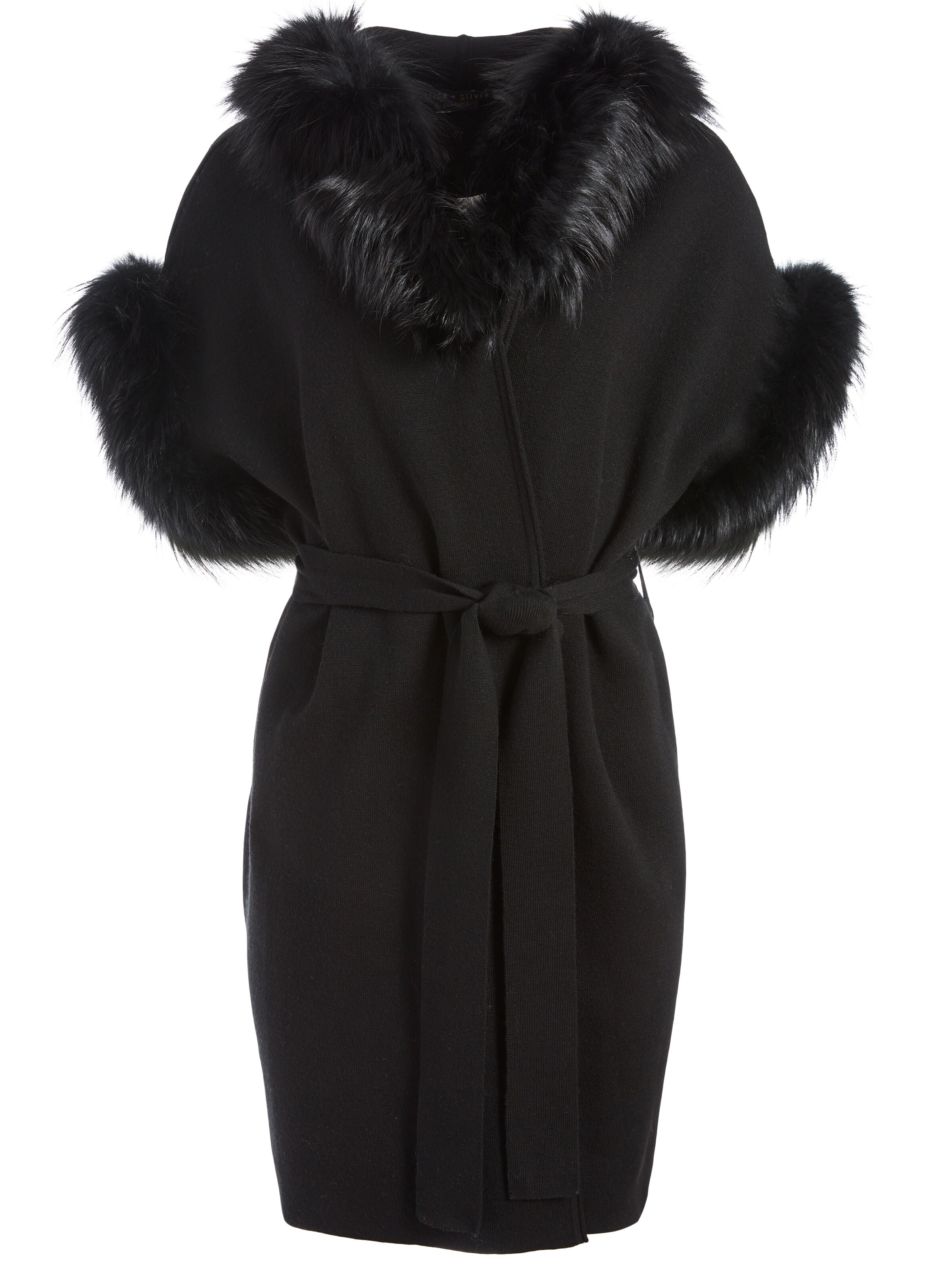 SULLIVAN FUR TRIM VEST-Black-ALICE + OLIVIA