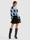 CAROLEE CREWNECK ARGYLE PULLOVER-MINERAL BLUE MULTI-ALICE + OLIVIA