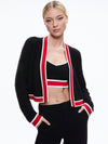 JUANA CROPPED CARDIGAN-BLACK/PERFECT RUBY-ALICE + OLIVIA