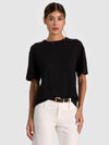 AMELIE CASHMERE KNIT TEE-Black-ALICE + OLIVIA