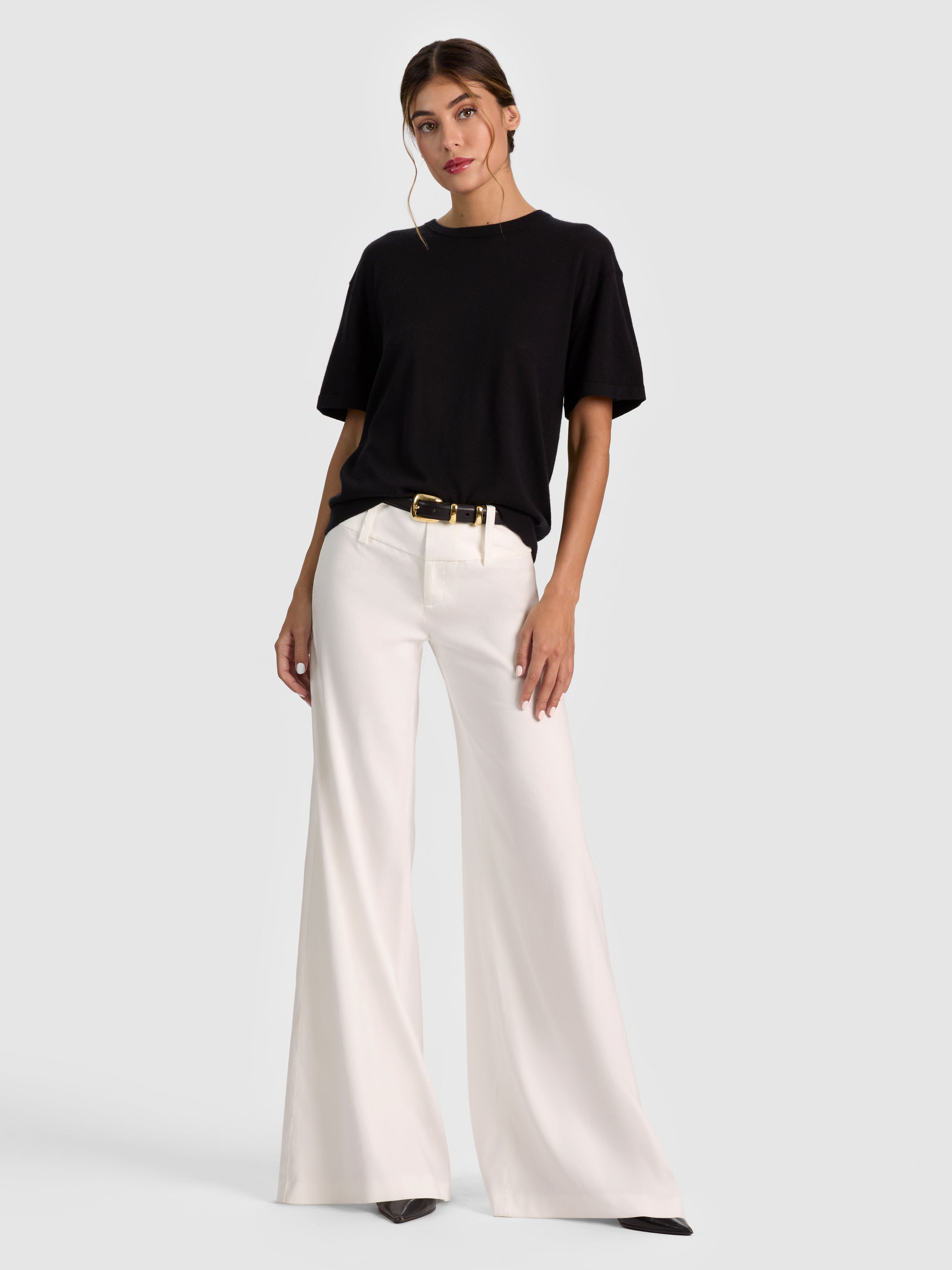 AMELIE CASHMERE KNIT TEE-Black-ALICE + OLIVIA
