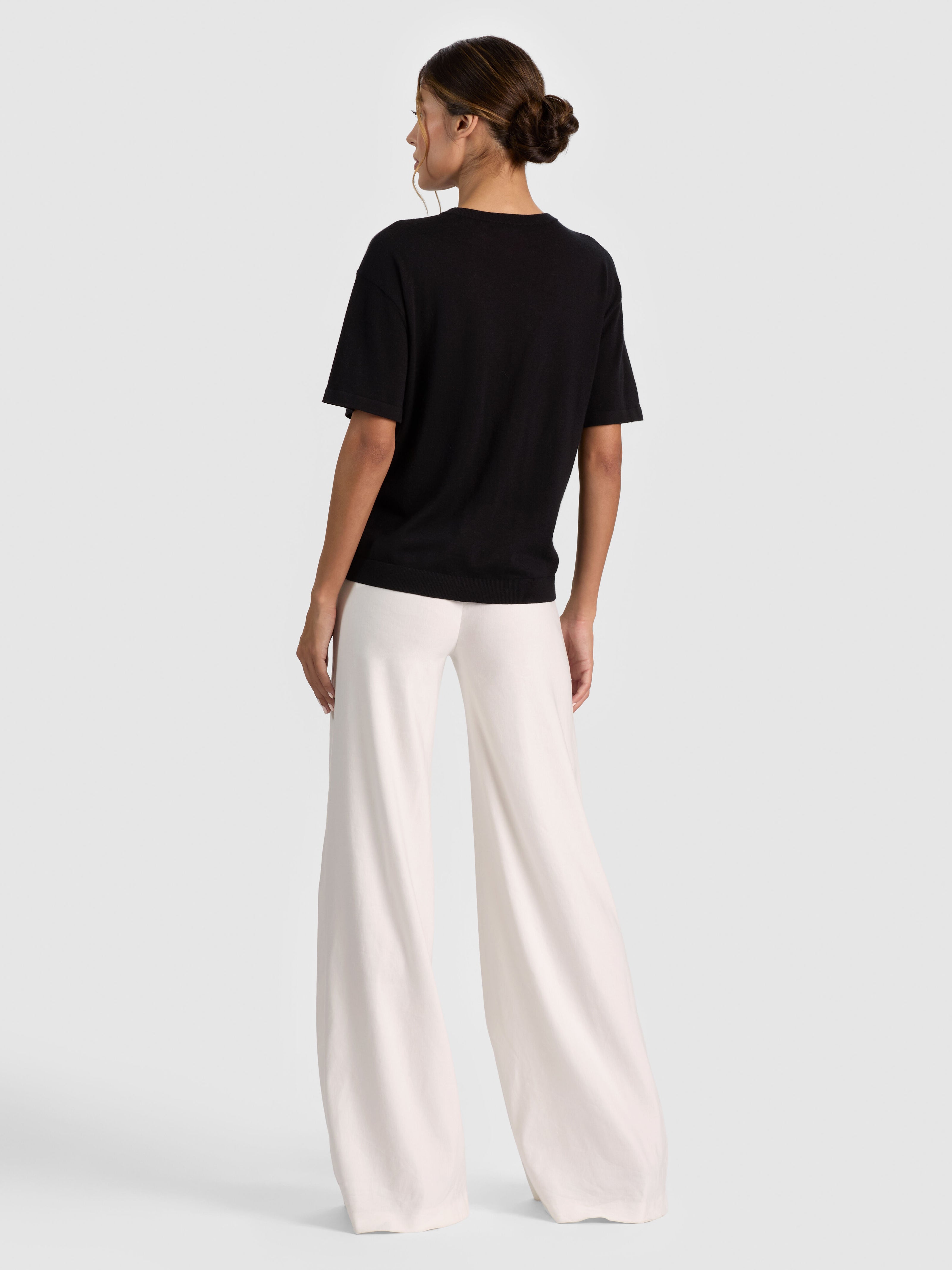 AMELIE CASHMERE KNIT TEE-Black-ALICE + OLIVIA