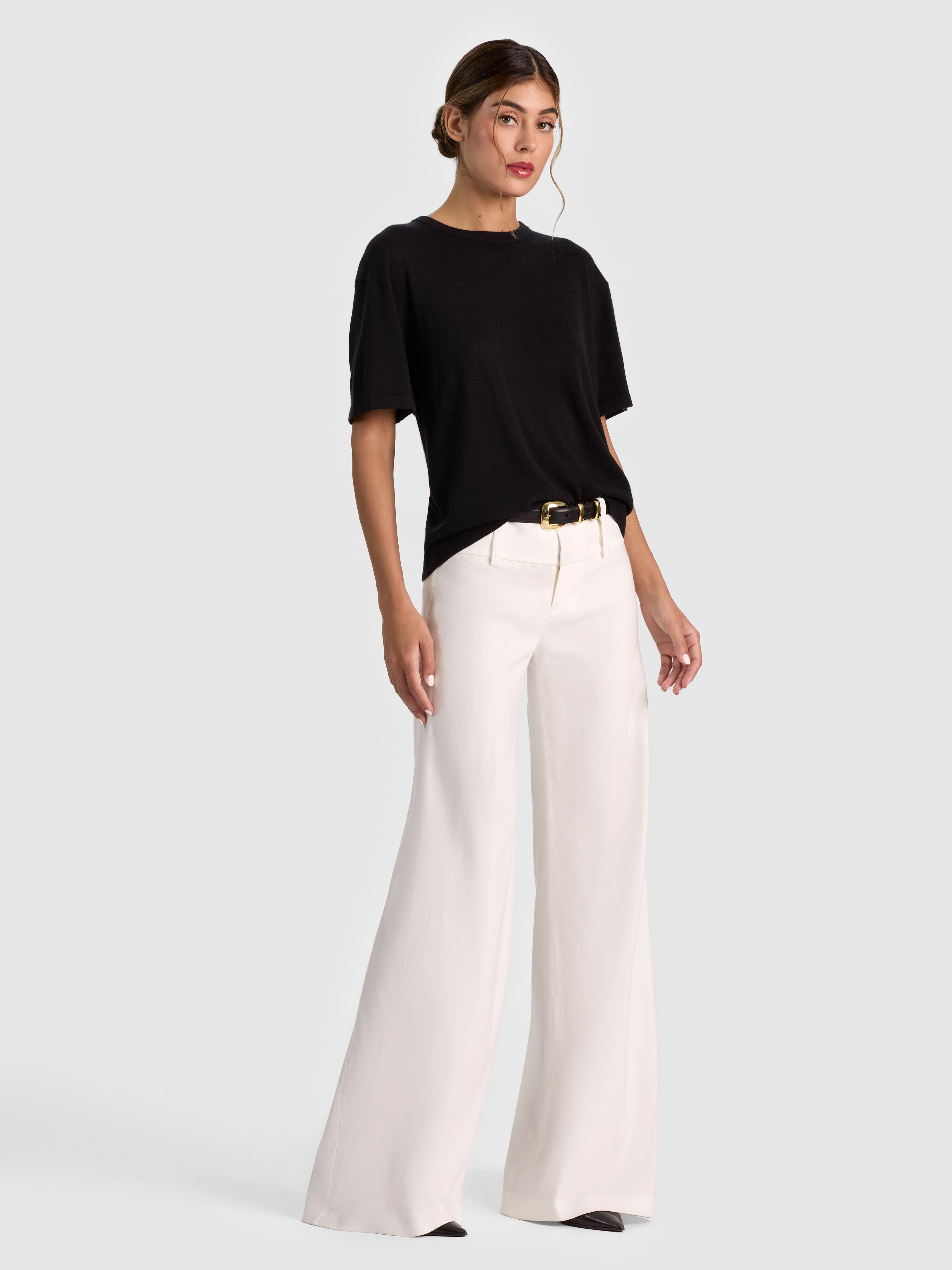 AMELIE CASHMERE KNIT TEE-Black-ALICE + OLIVIA