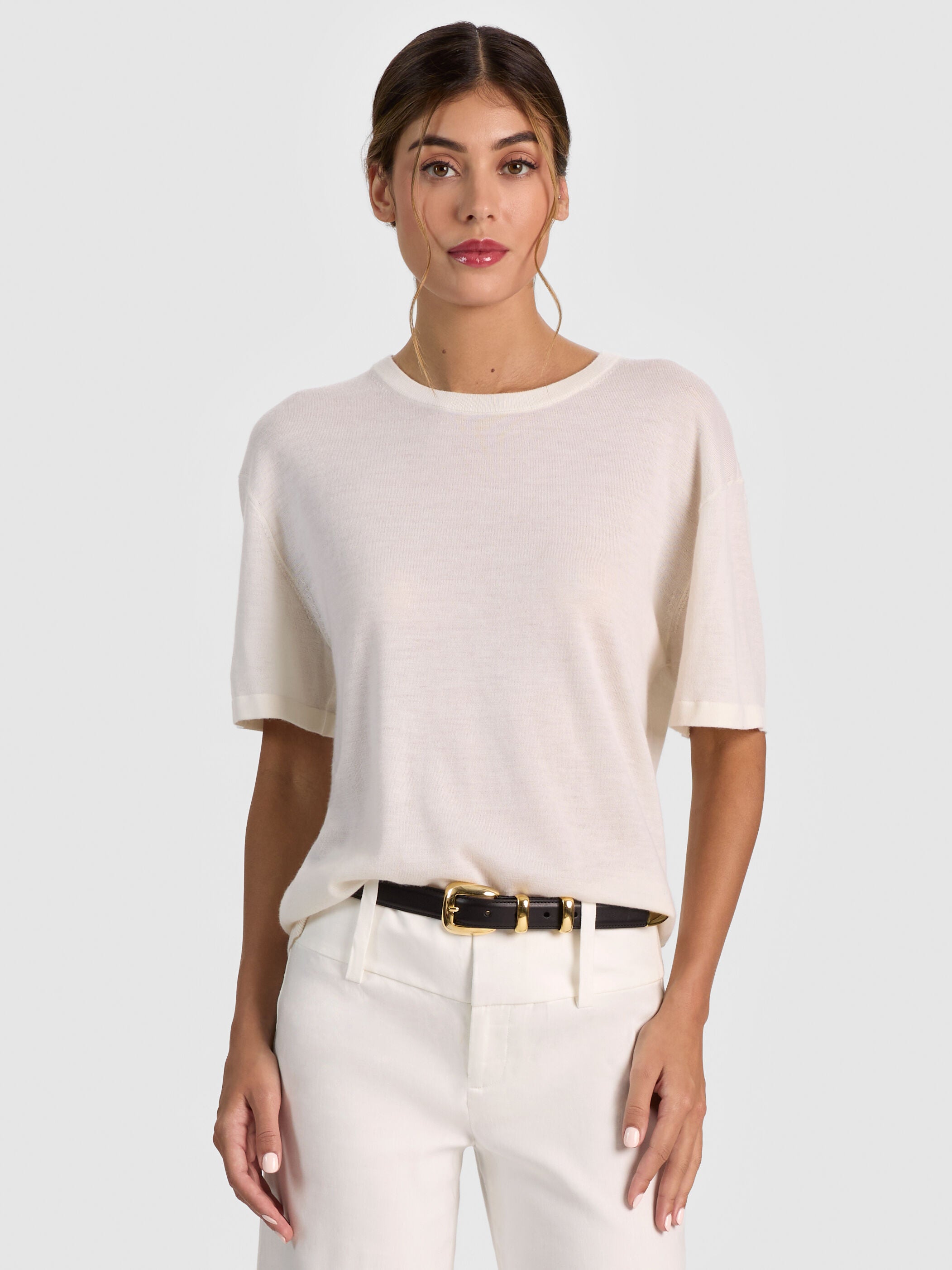 AMELIE CASHMERE KNIT TEE-SOFT WHITE-ALICE + OLIVIA