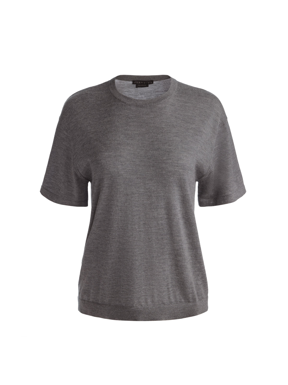 AMELIE CASHMERE KNIT TEE - MEDIUM HEATHER GREY