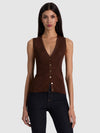 LOLY BUTTON DOWN VEST-DARK CHOCOLATE-ALICE + OLIVIA