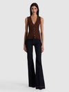 LOLY BUTTON DOWN VEST-DARK CHOCOLATE-ALICE + OLIVIA