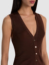 LOLY BUTTON DOWN VEST-DARK CHOCOLATE-ALICE + OLIVIA