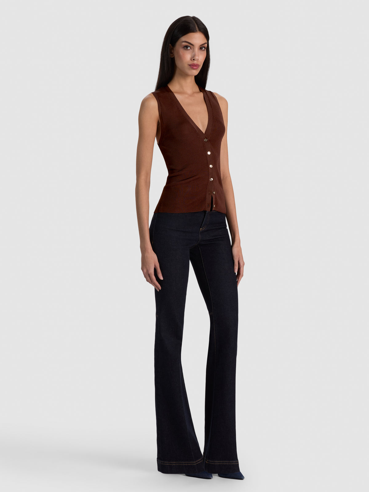 GILET BOUTONNÉ LOLY - CHOCOLAT FONCÉ