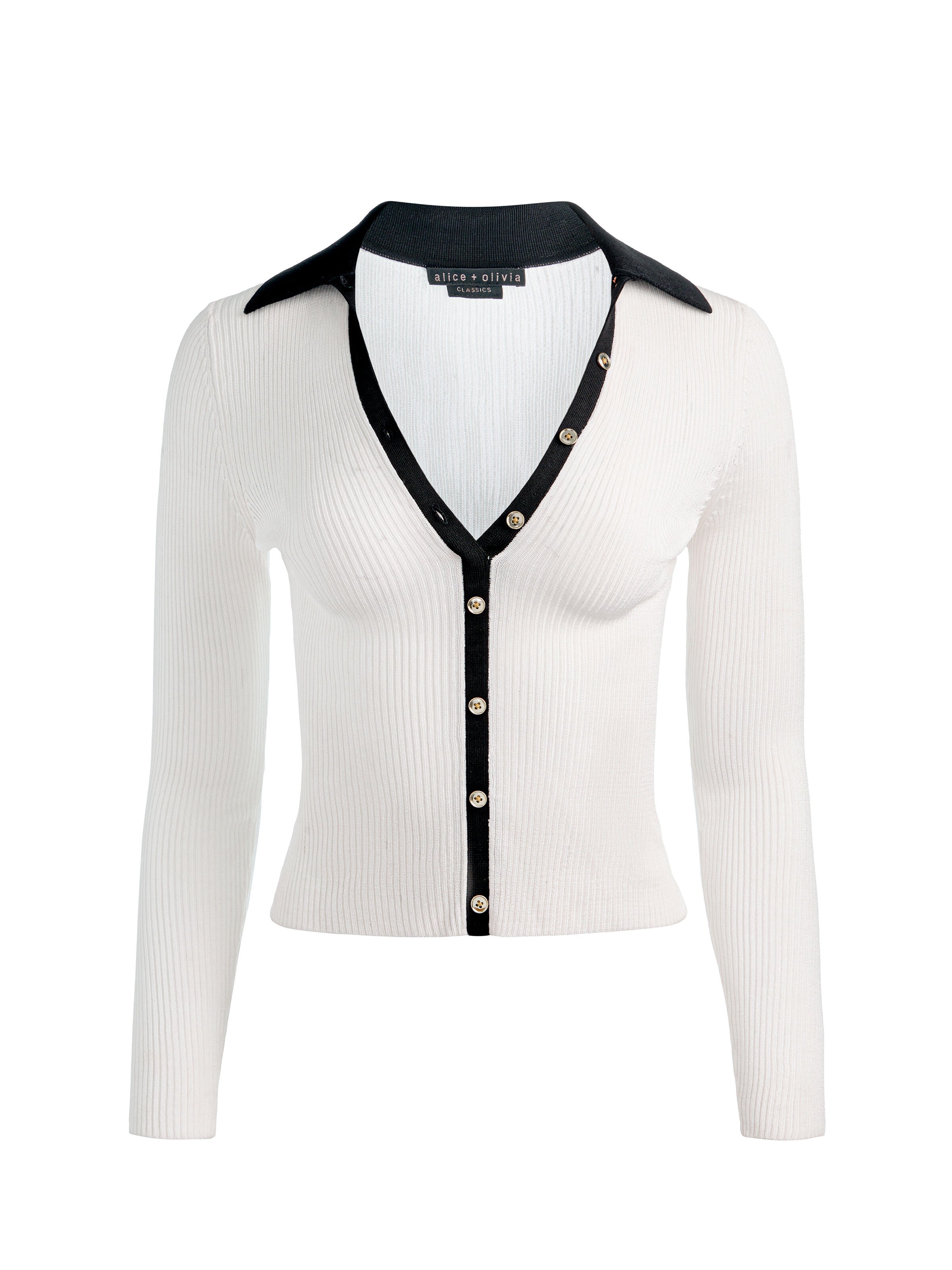 NEALIE CARDIGAN-SOFT WHITE/BLACK-ALICE + OLIVIA