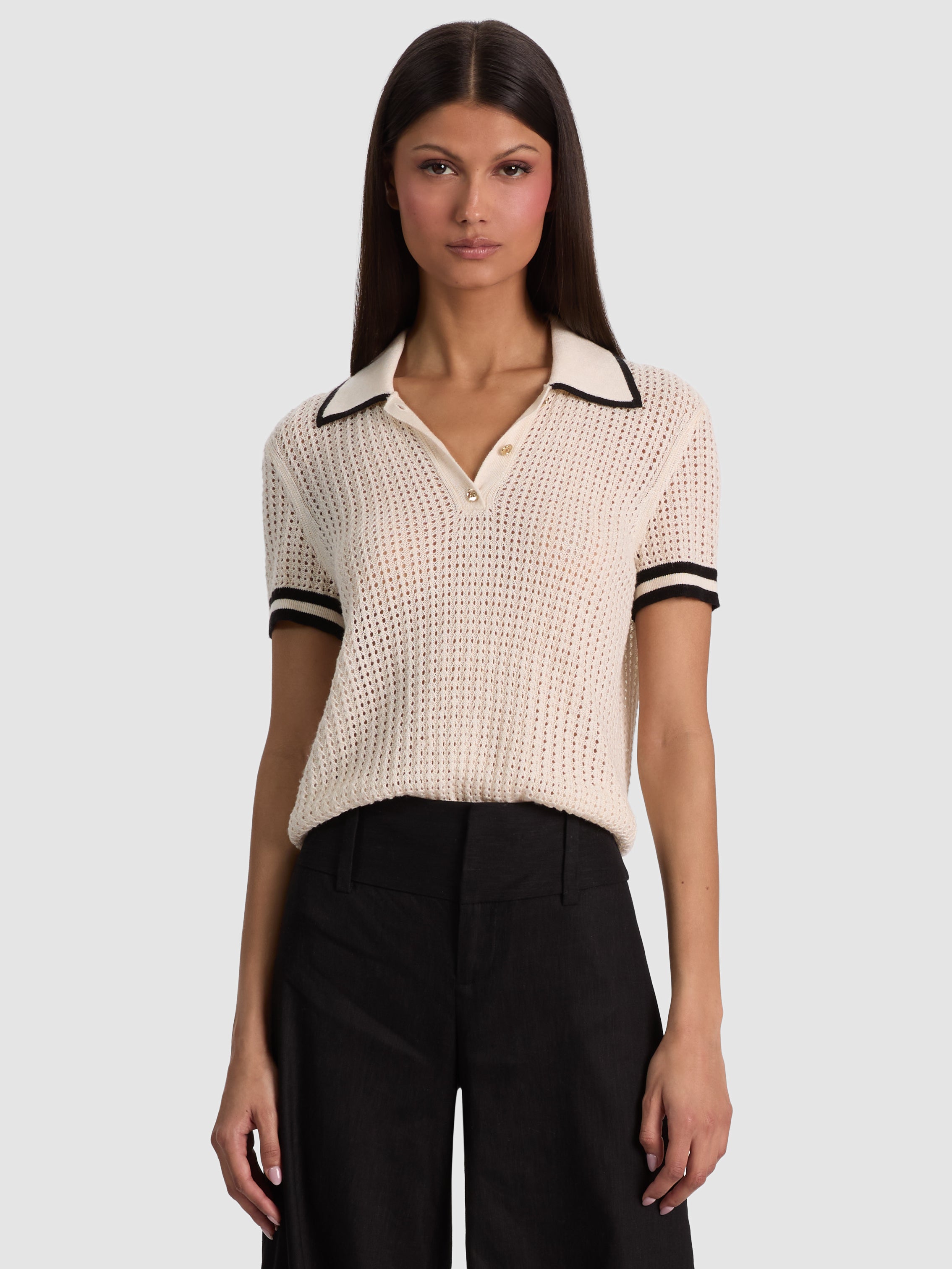 MARTHA POINTELLE POLO-SOFT WHITE/BLACK-ALICE + OLIVIA