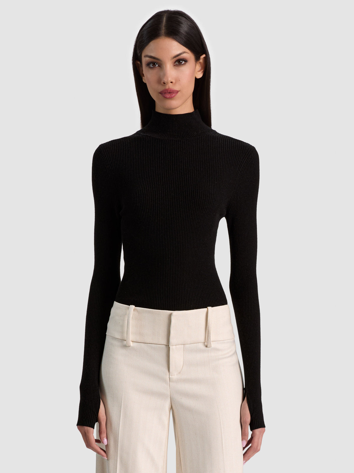 ROBERTA RIBBED TURTLENECK - BLACK