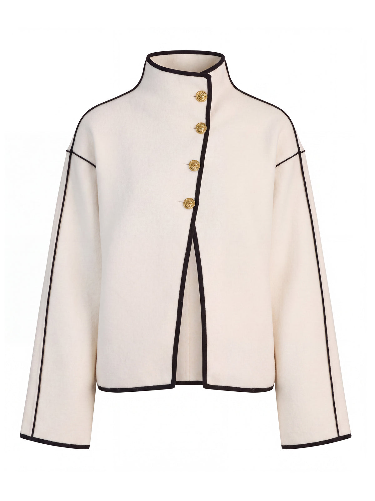 GILET PULL COL CHEMISE PEARSON – BLANC CASSÉ/NOIR