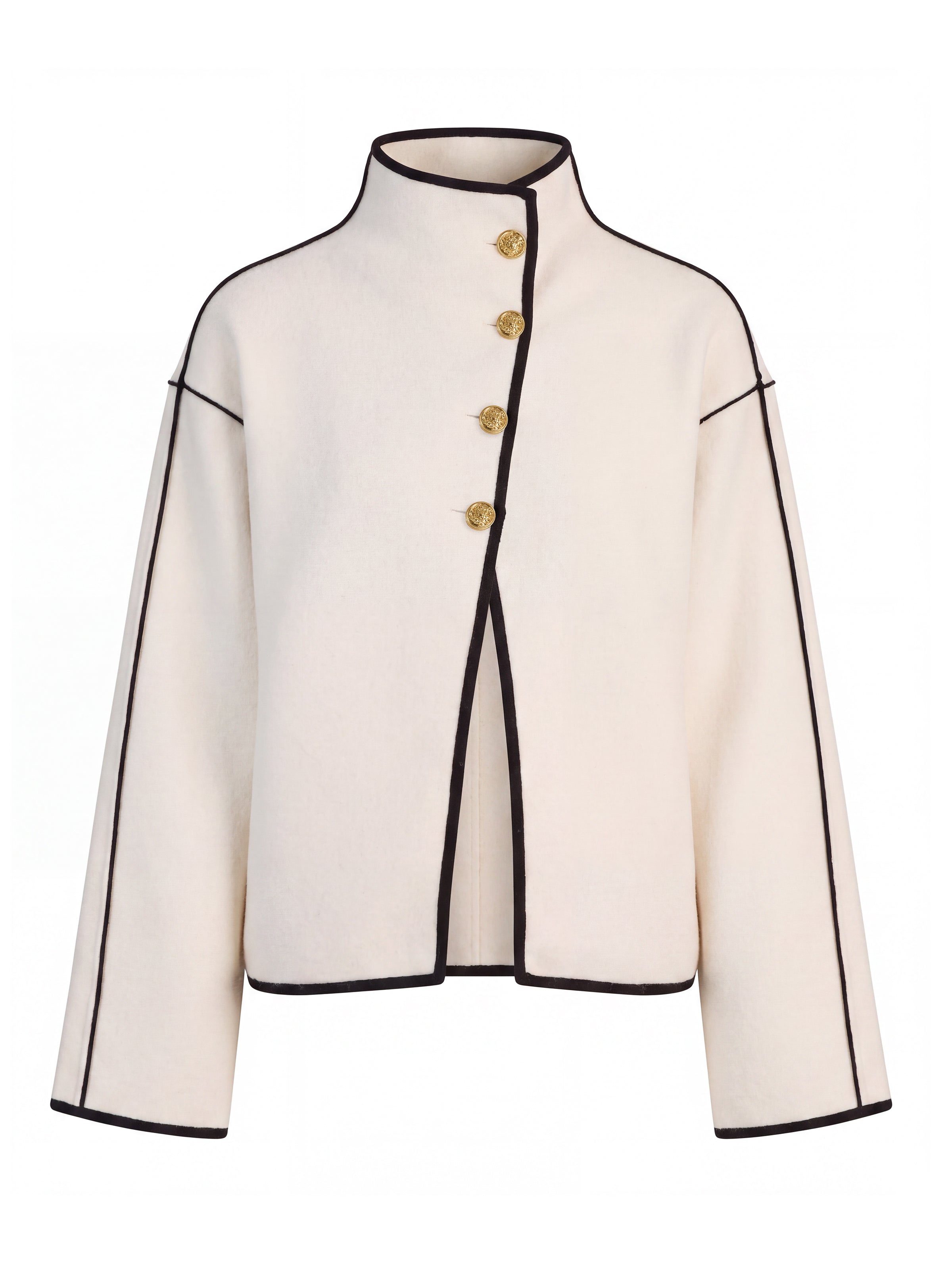 PEARSON COLLARED SWEATER JACKET - SOFT WHITE/BLACK