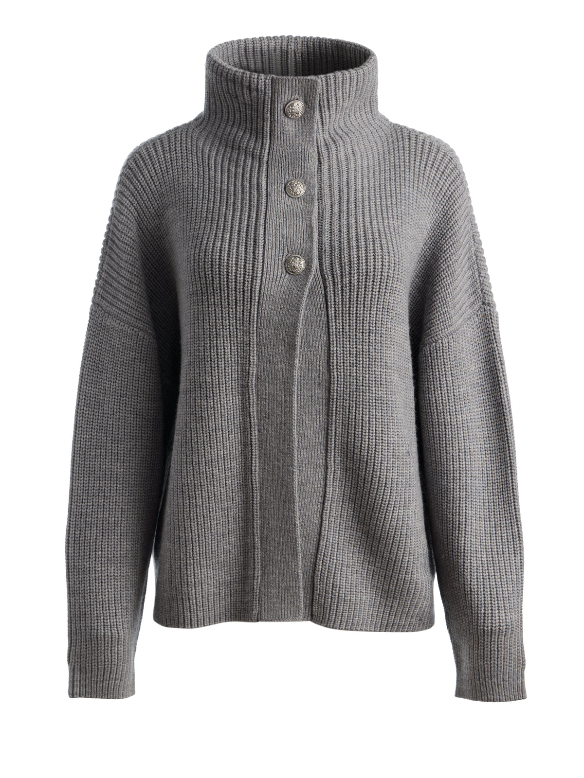 PEARSON WOOL DRAPE NECK SWEATER - MEDIUM HEATHER GREY