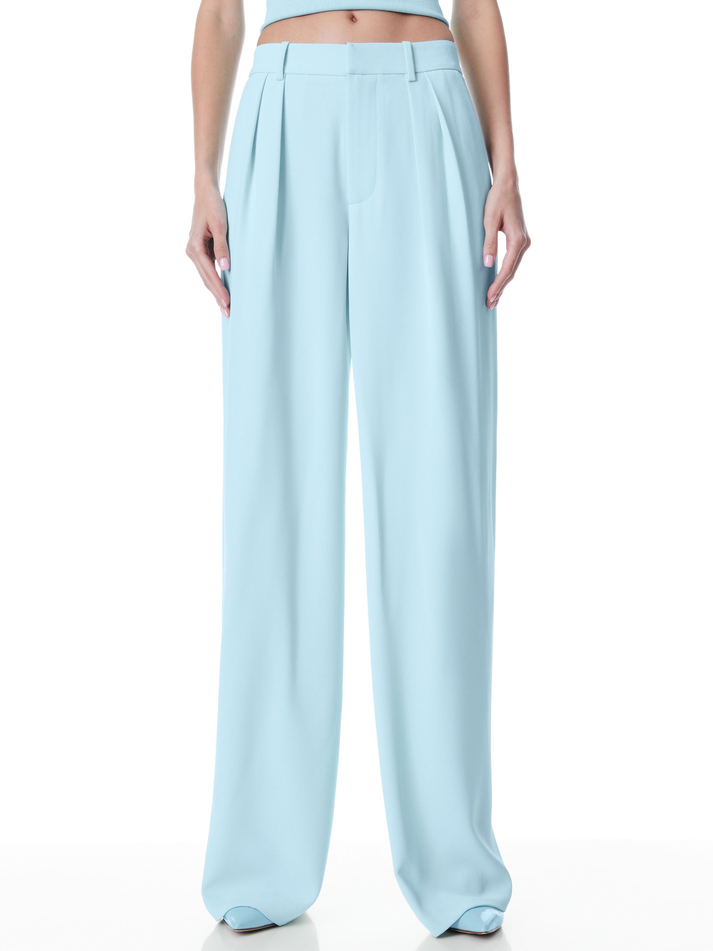 POMPEY HIGH WAISTED PLEATED PANTS-Black-ALICE + OLIVIA