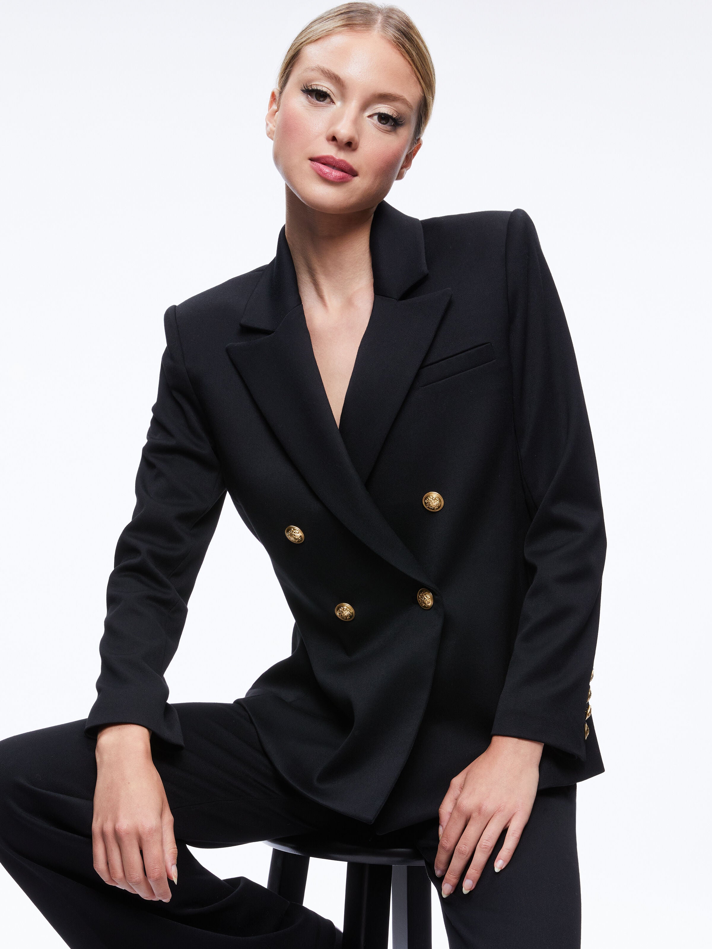 ANTHONY DOUBLE BREASTED BLAZER-Black-ALICE + OLIVIA