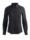 AMELIA BUTTON DOWN WITH LACE UP BACK-Black-ALICE + OLIVIA