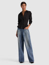 EDIE GATHERED CORSET BUTTON DOWN TOP-Black-ALICE + OLIVIA