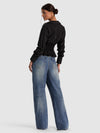 EDIE GATHERED CORSET BUTTON DOWN TOP-Black-ALICE + OLIVIA