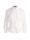 EDIE GATHERED CORSET BUTTON DOWN TOP-OFF WHITE-ALICE + OLIVIA