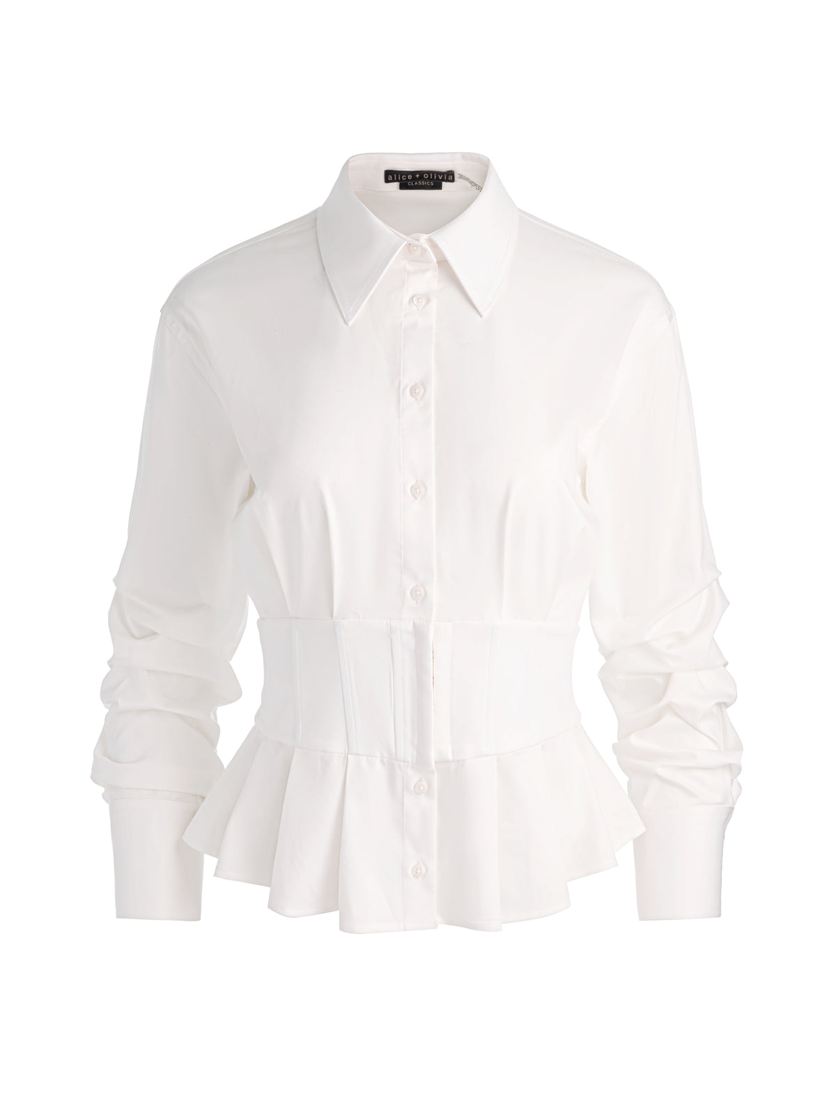 EDIE GATHERED CORSET BUTTON DOWN TOP - OFF WHITE