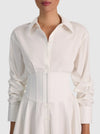 EDIE CORSET BUTTON DOWN MINI DRESS-OFF WHITE-ALICE + OLIVIA