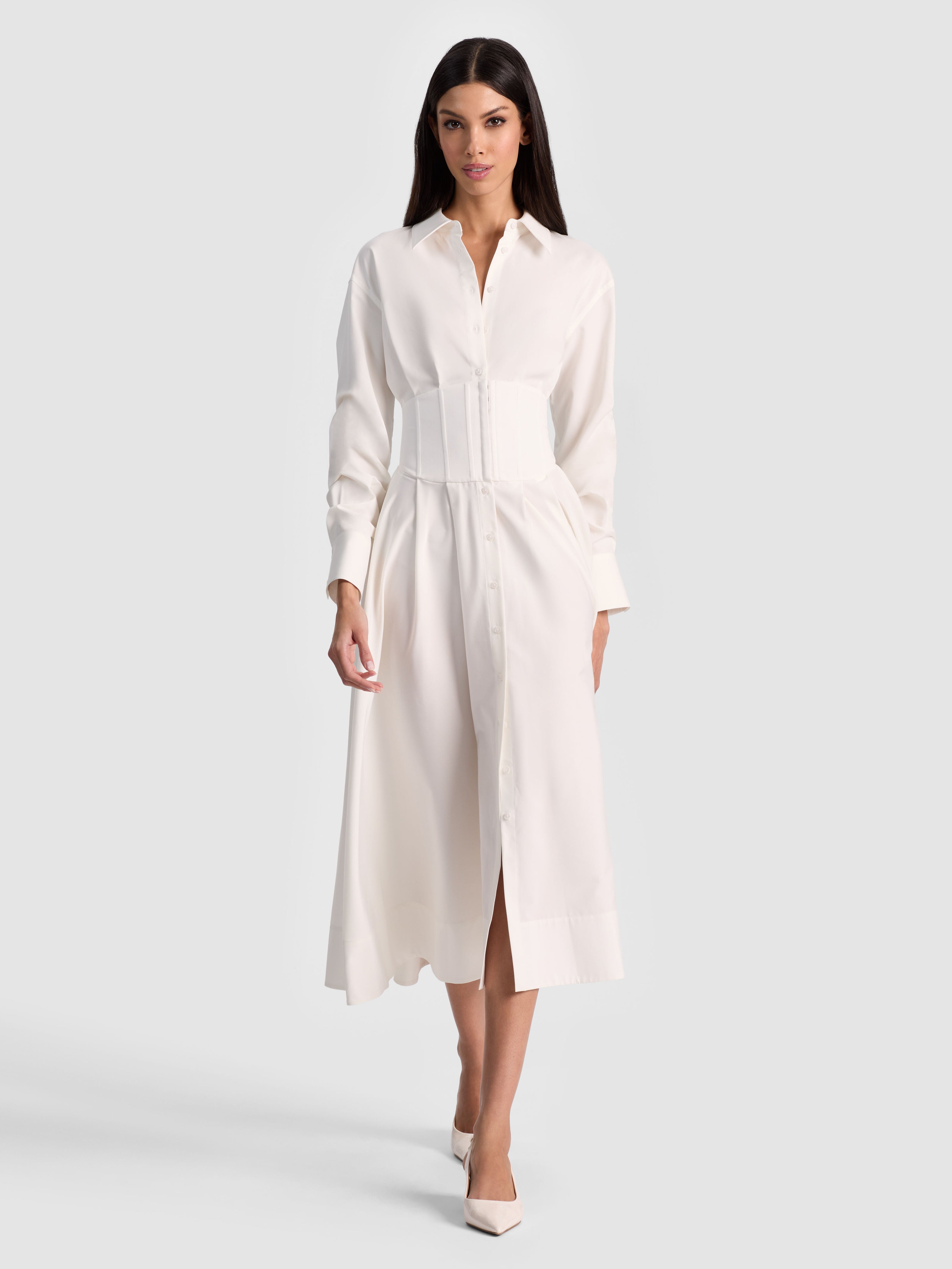 ABITO MIDI CON BOTTONI CORSAGE EDIE-ALICE + OLIVIA