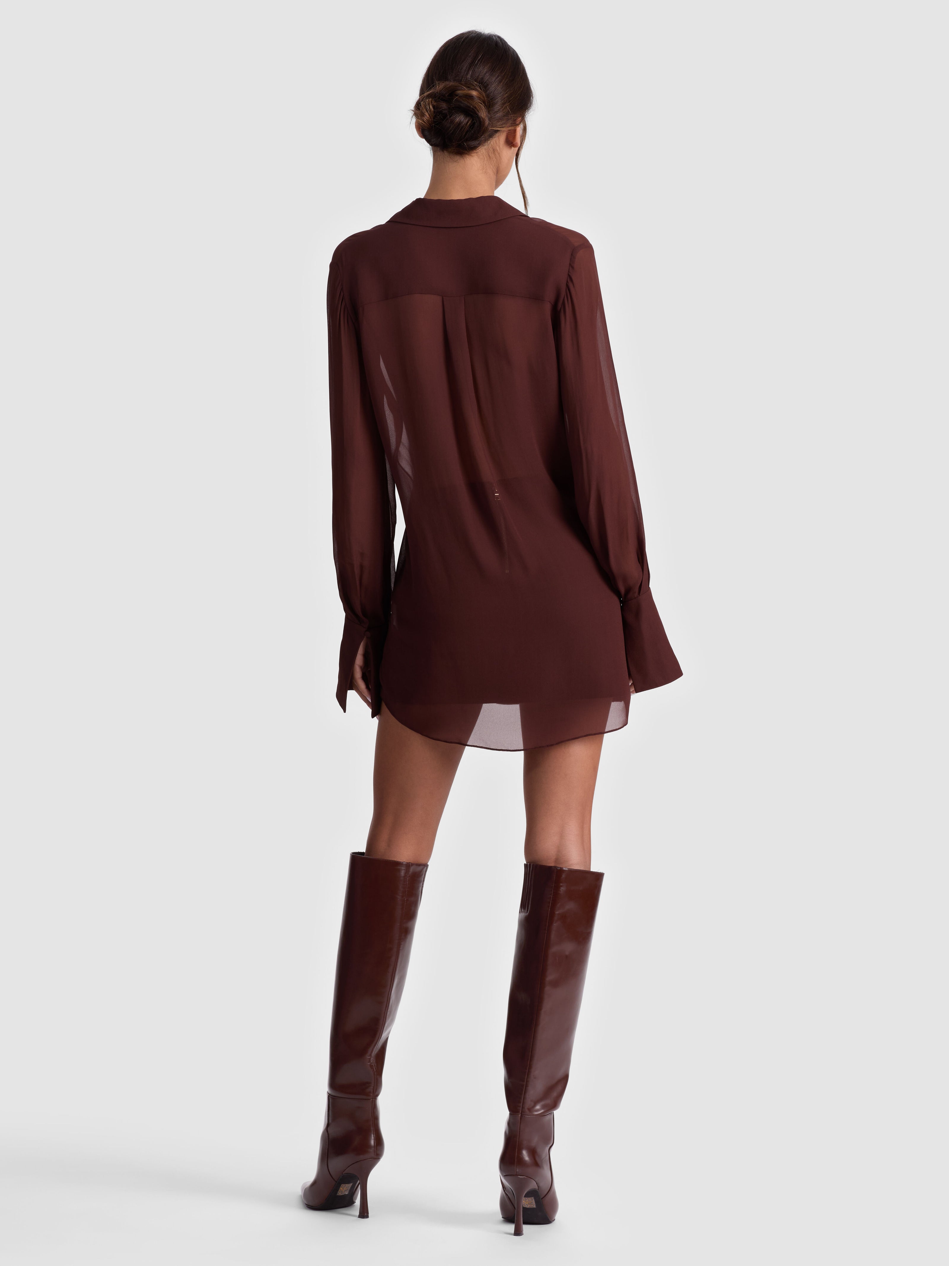 TURNER BUTTON DOWN-DARK CHOCOLATE-ALICE + OLIVIA