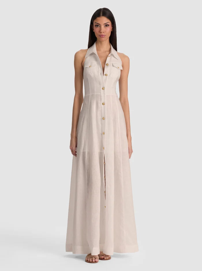 KENDALL LINEN MAXI DRESS-OATMEAL-ALICE + OLIVIA