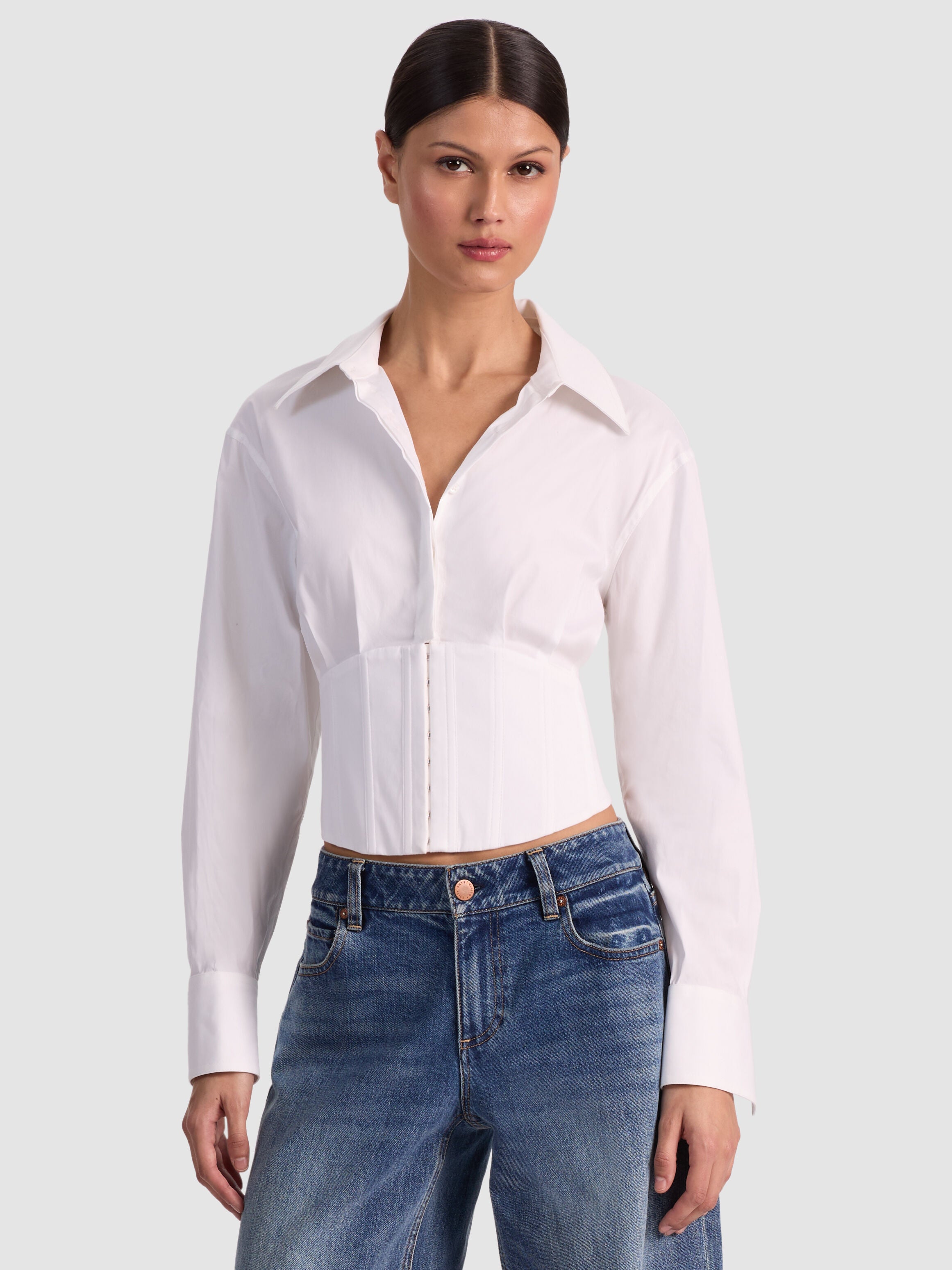 CAMICIA ABBOTTONATA EDIE IN CORSIA-ALICE + OLIVIA