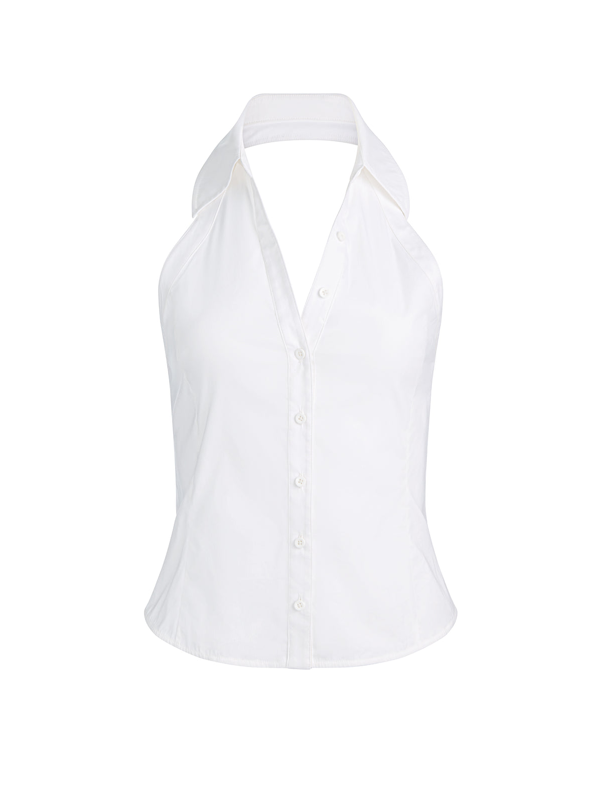 FREYA BUTTON DOWN HALTER TOP - OFF WHITE
