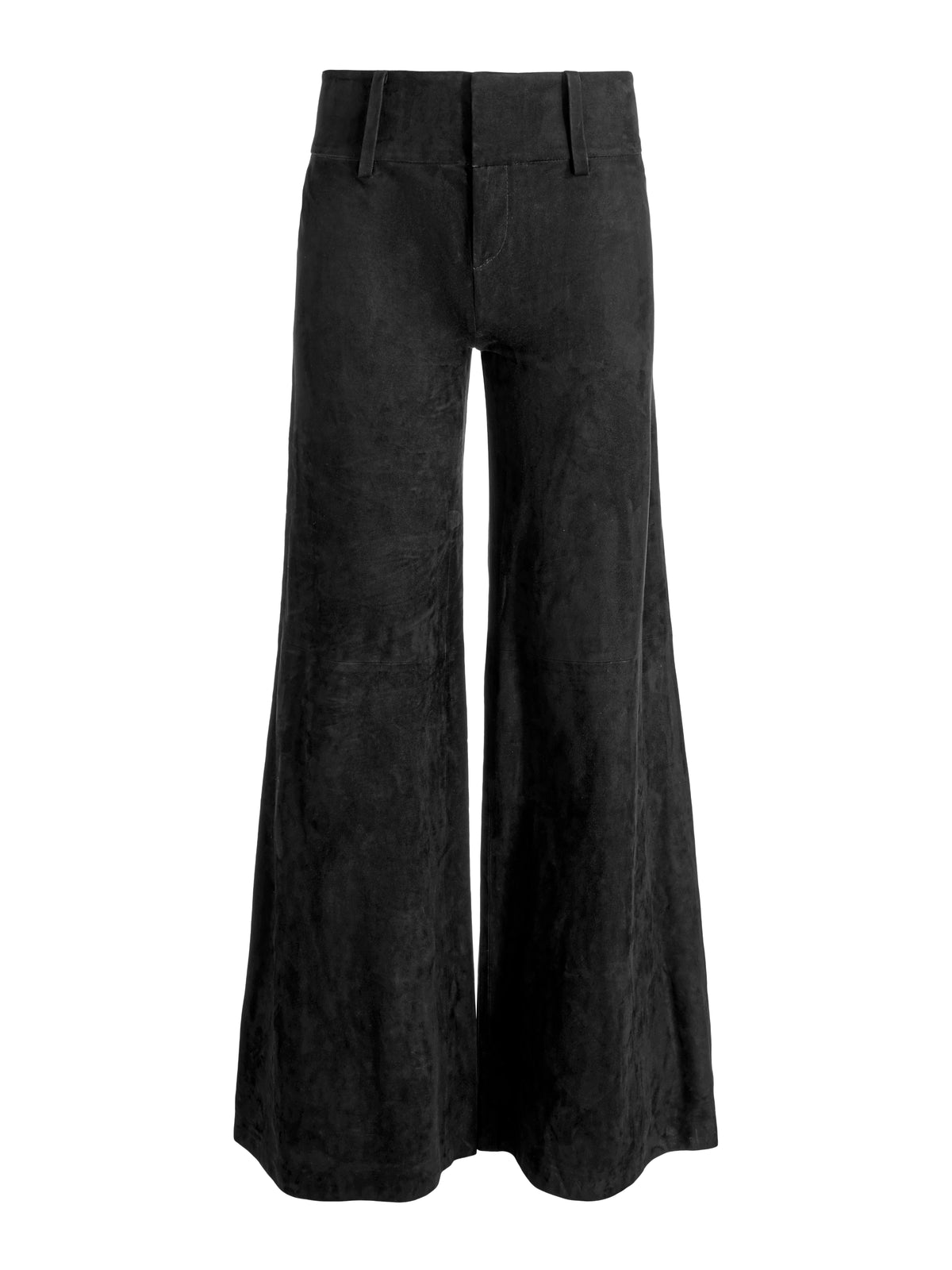 OLIVIA SUEDE WIDE LEG FLARE PANT - BLACK