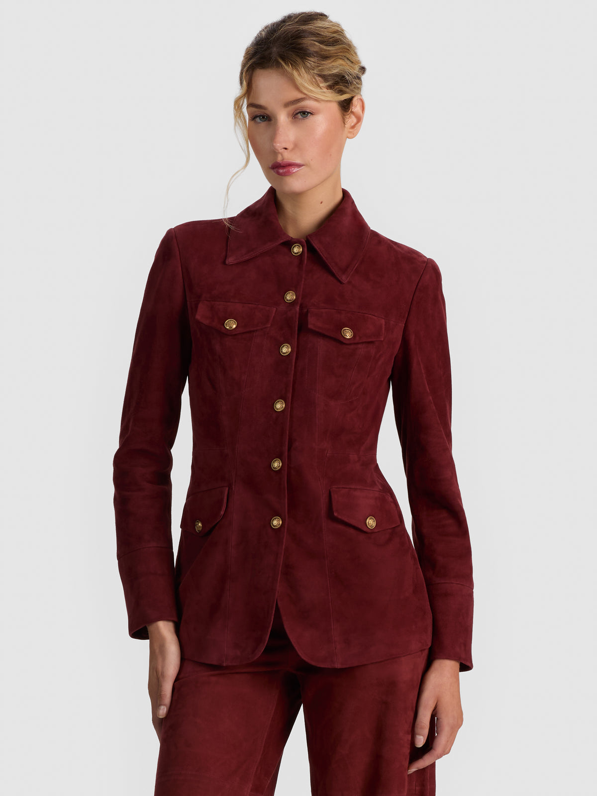GIACCA DOROTHIE IN SUEDE CON BOTTONI SUL DAVANTI - COGNAC
