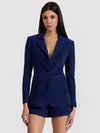 MACEY SUEDE NOTCH COLLAR FITTED BLAZER-DARK FERN-ALICE + OLIVIA