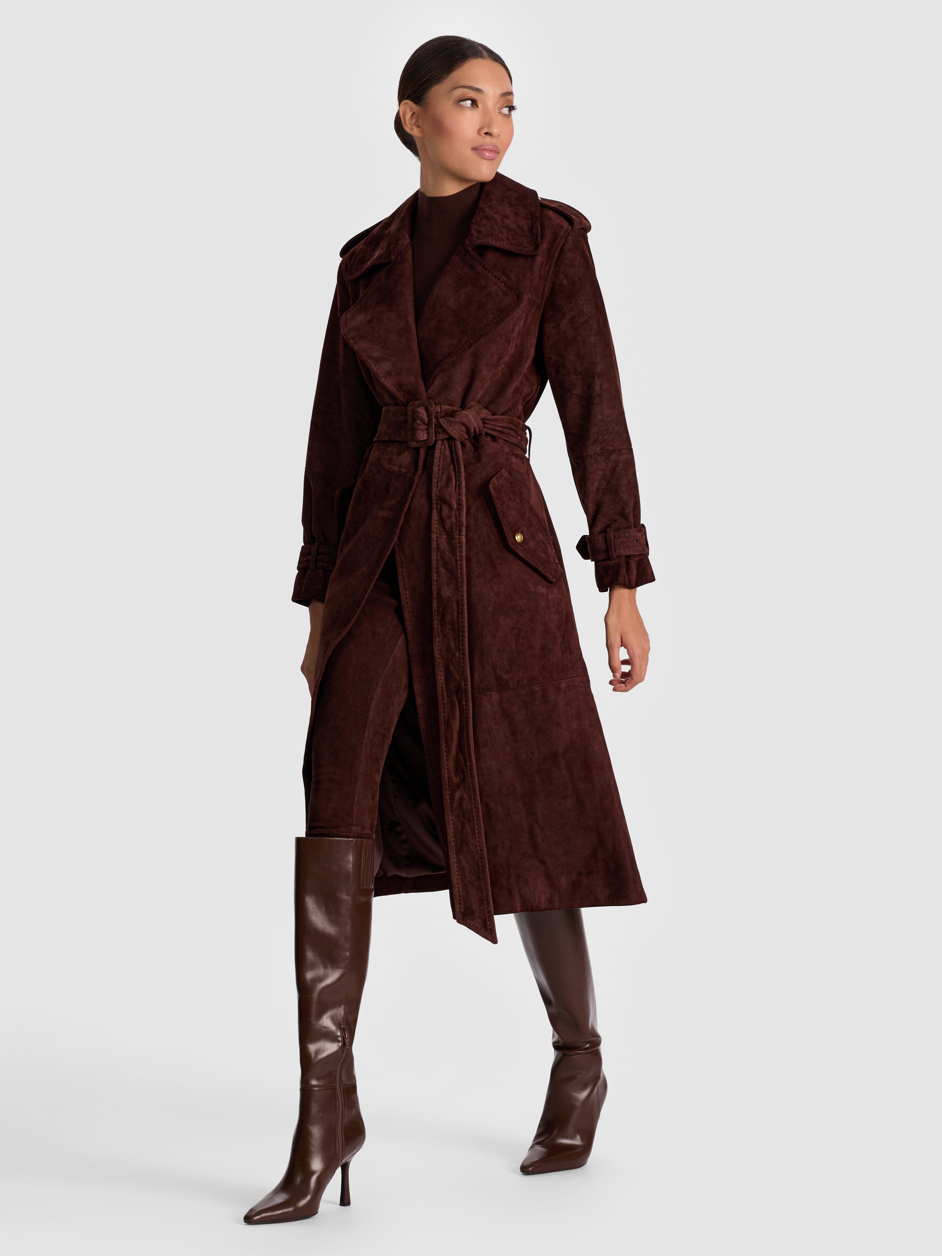 TRENCH COAT IN SUEDE NEVADA-ALICE + OLIVIA