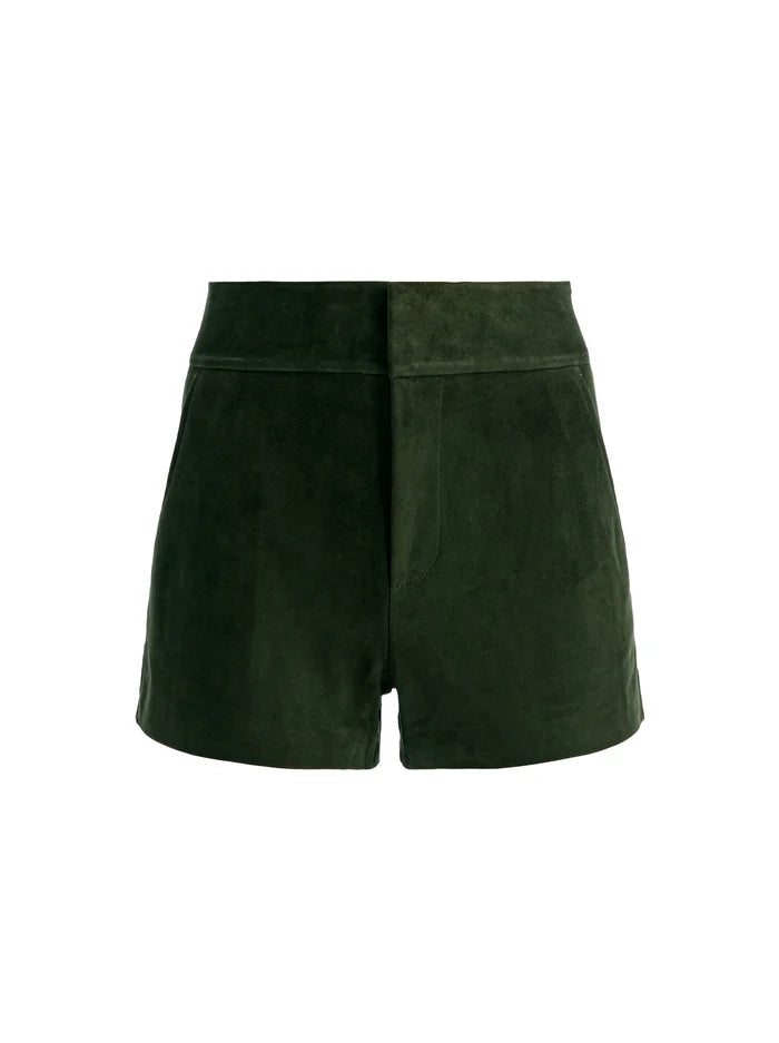 CADY SUEDE SHORT - DARK FERN