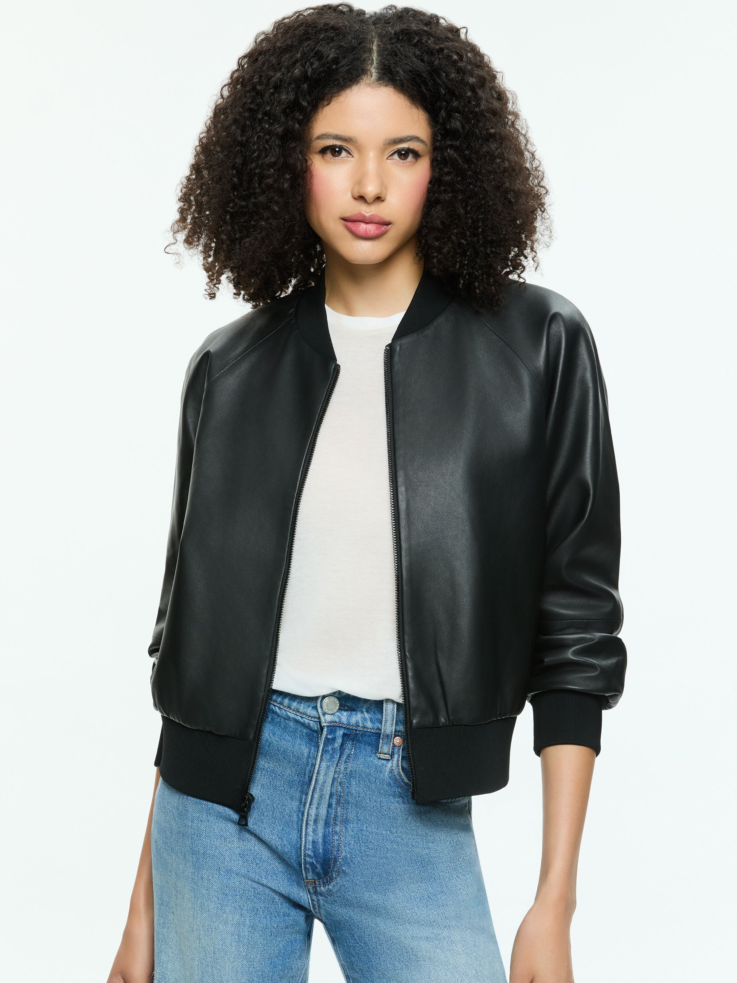 FELISA LEATHER BOMBER-Black-ALICE + OLIVIA