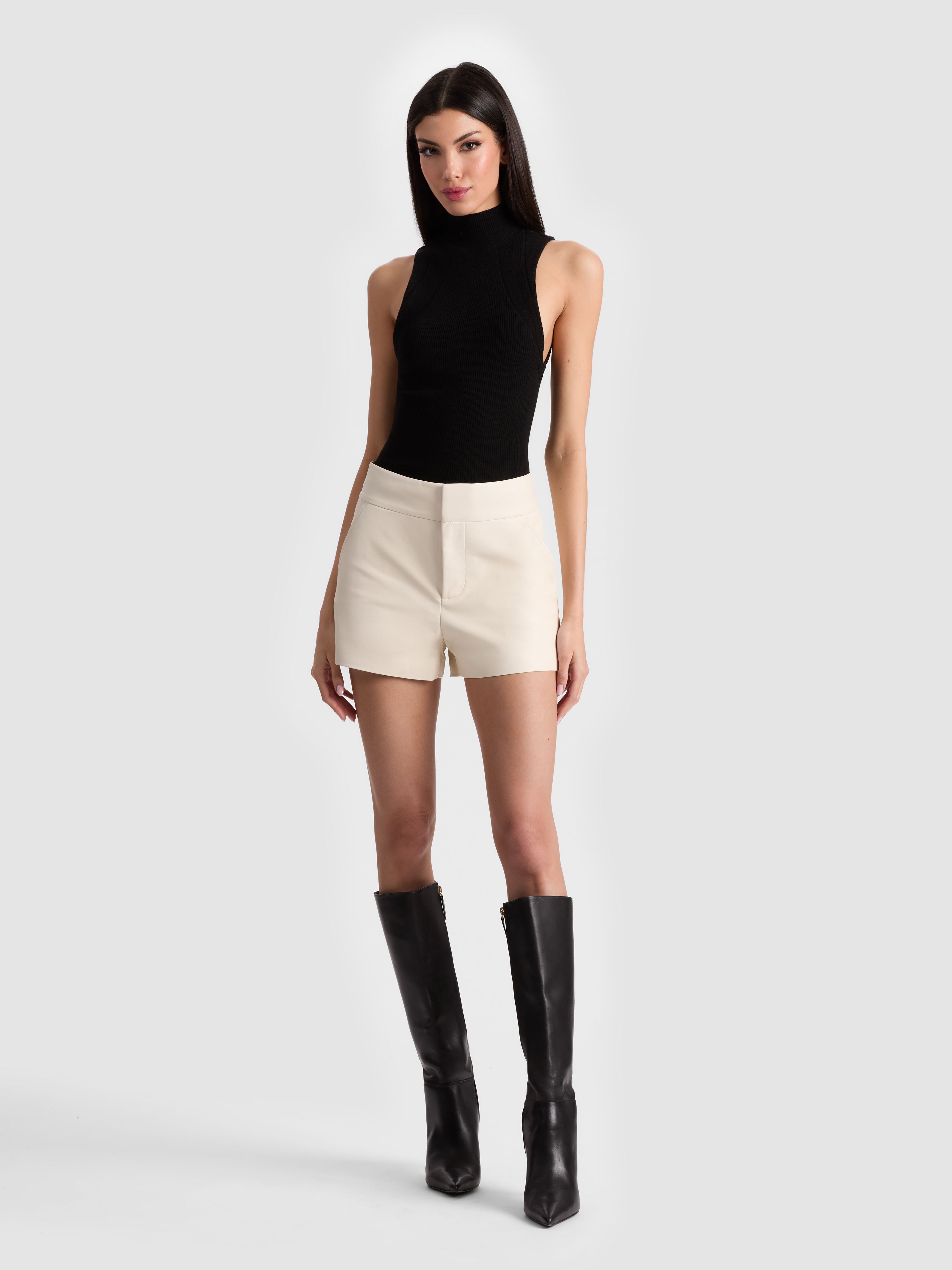 CADY LEATHER SHORT-WHITE-ALICE + OLIVIA
