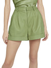 CONRY LEATHER PLEATED SHORTS-Black-ALICE + OLIVIA
