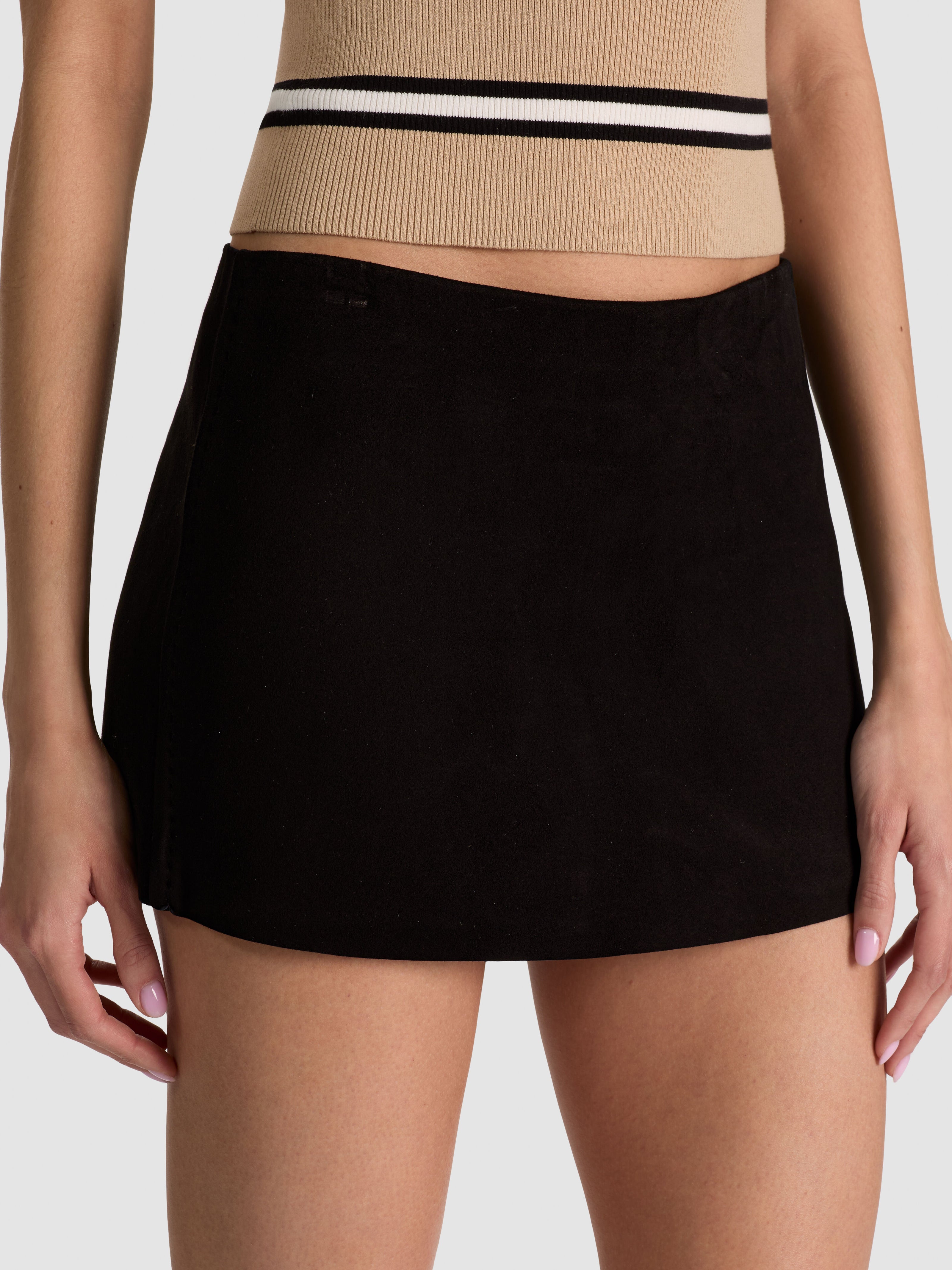 MACE SUEDE MINI SKORT-Black-ALICE + OLIVIA