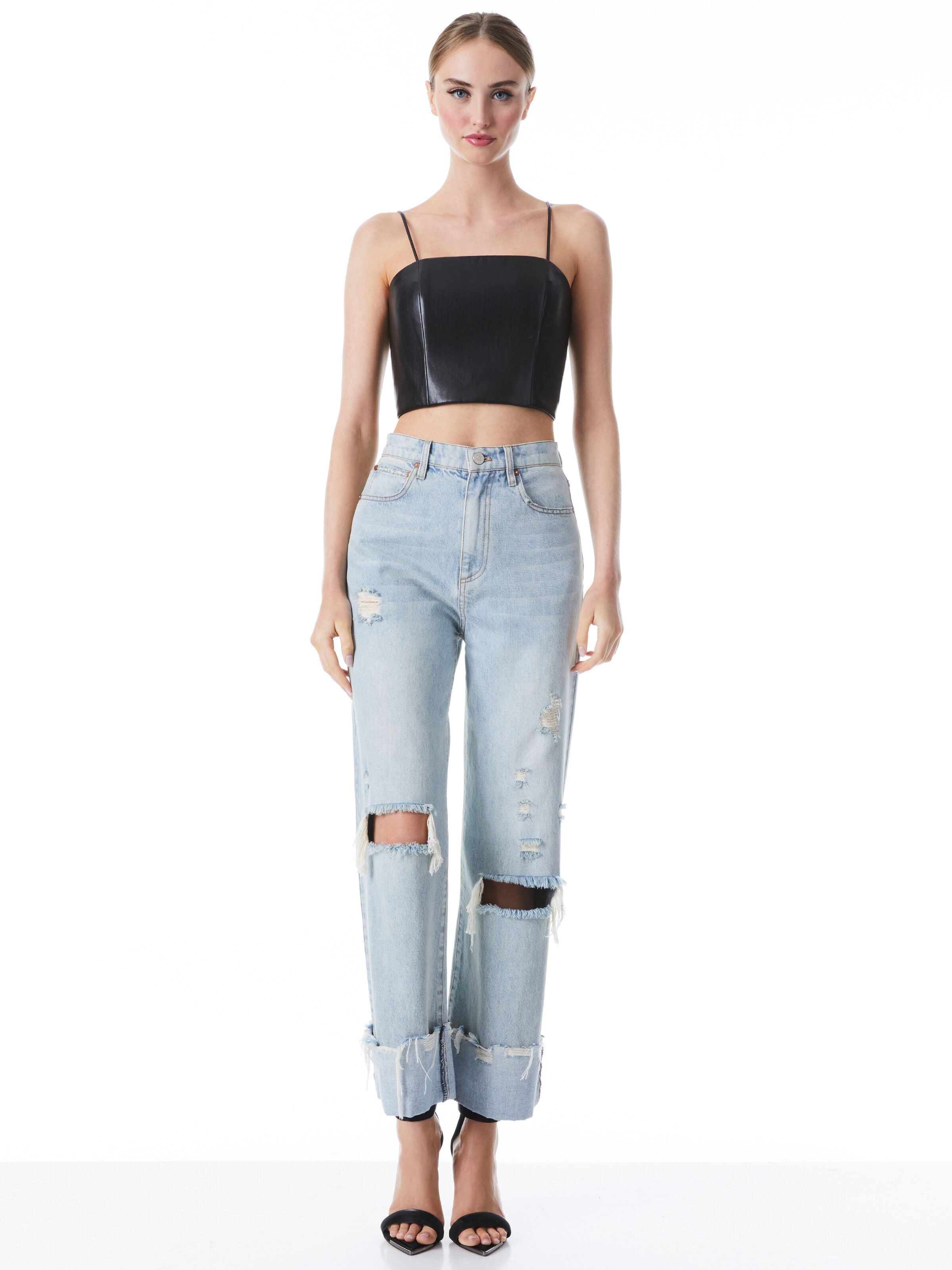 PEARLE VEGAN BUSTIER-Black-ALICE + OLIVIA