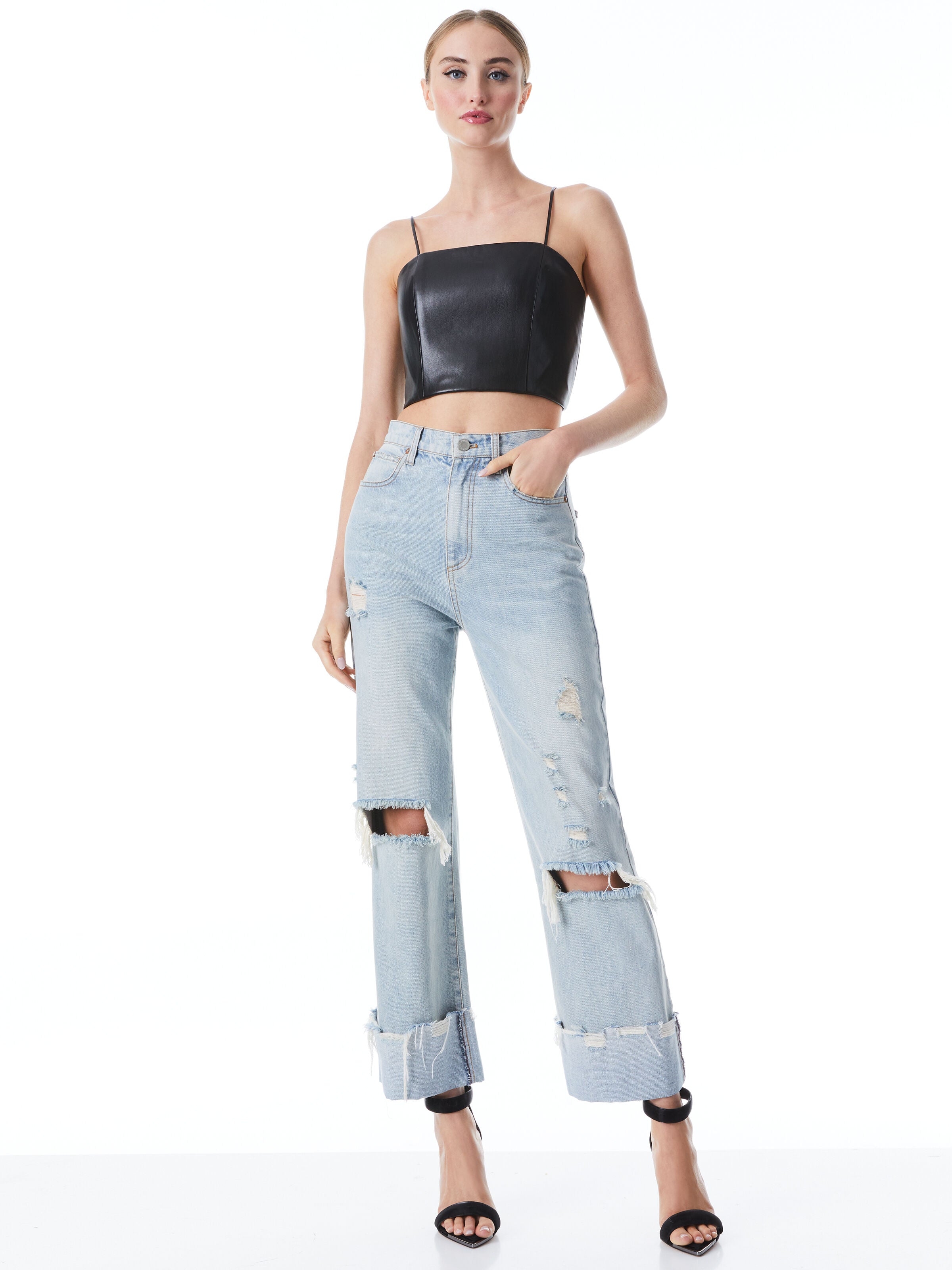 PEARLE VEGAN BUSTIER-Black-ALICE + OLIVIA