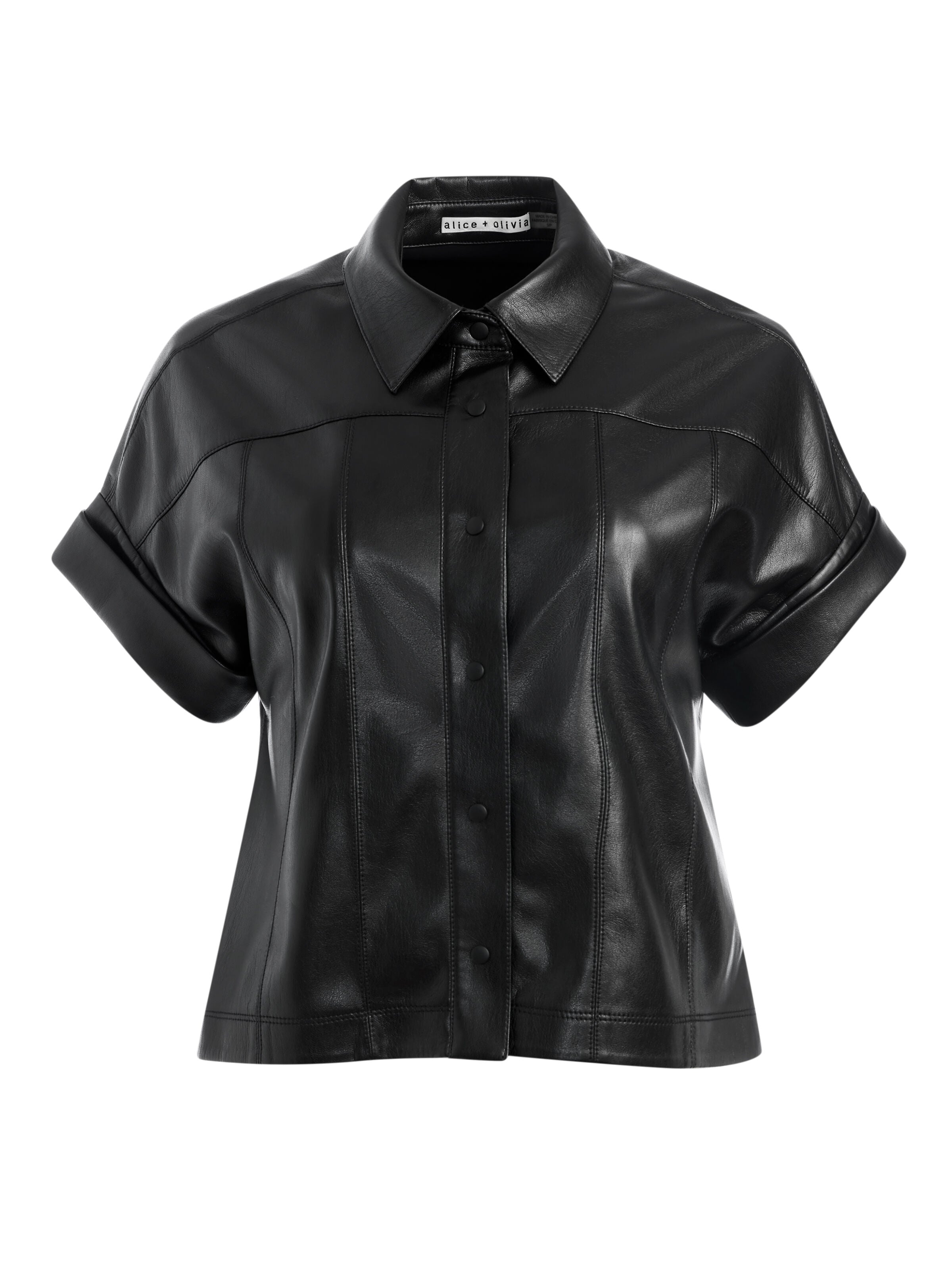 EDYTH VEGAN TOP in Black | ALICE + OLIVIA