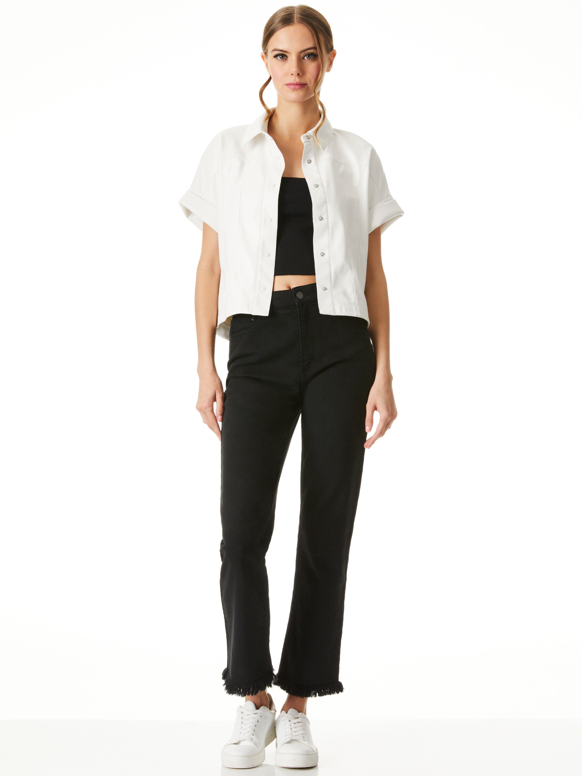EDYTH VEGAN TOP-OFF WHITE-ALICE + OLIVIA